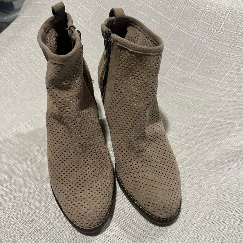 Dolce Vita Taupe Perforated Ankle Booties